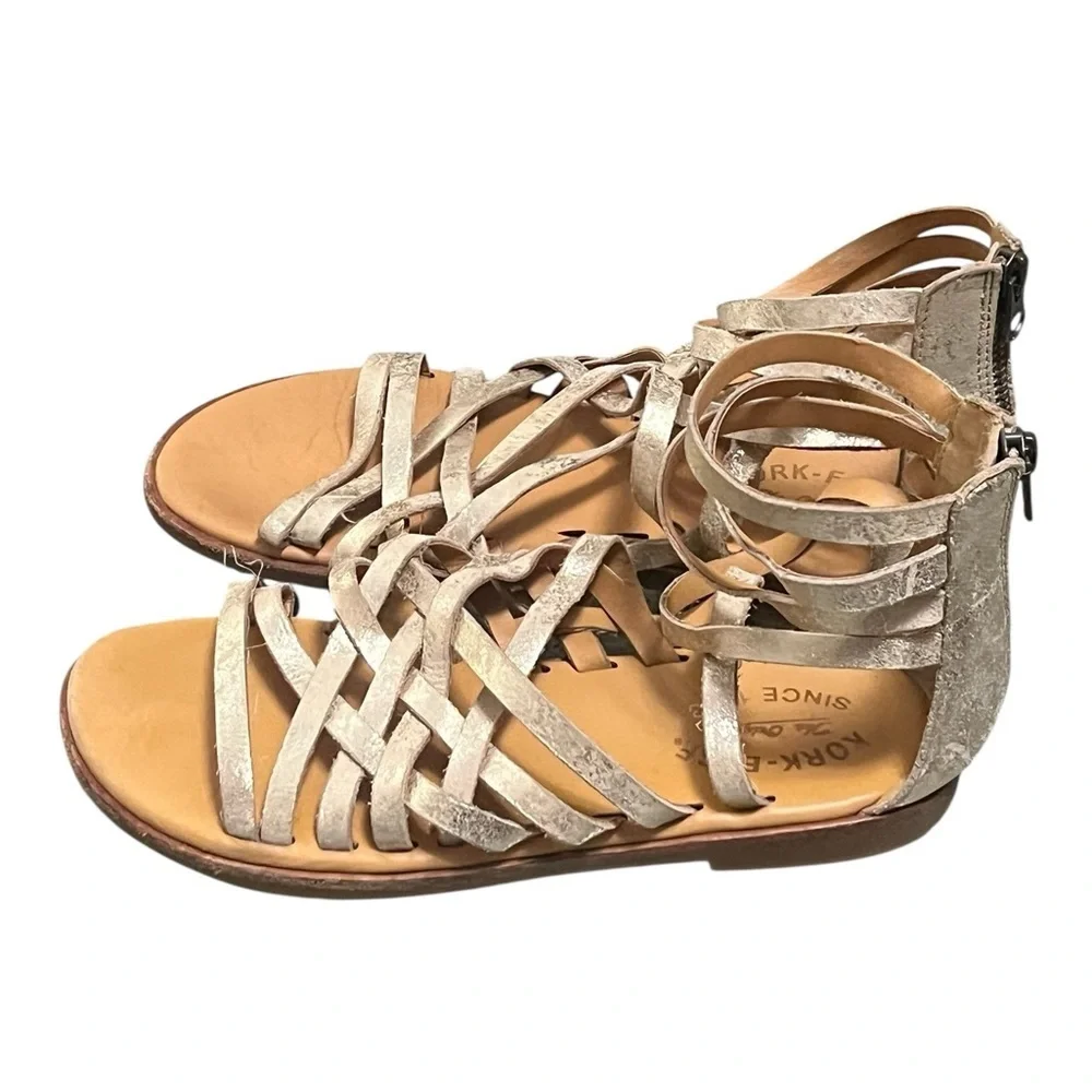 Kork-ease Palmyra gold strappy ankle gladiator leather sandals - Picture 2 of 10